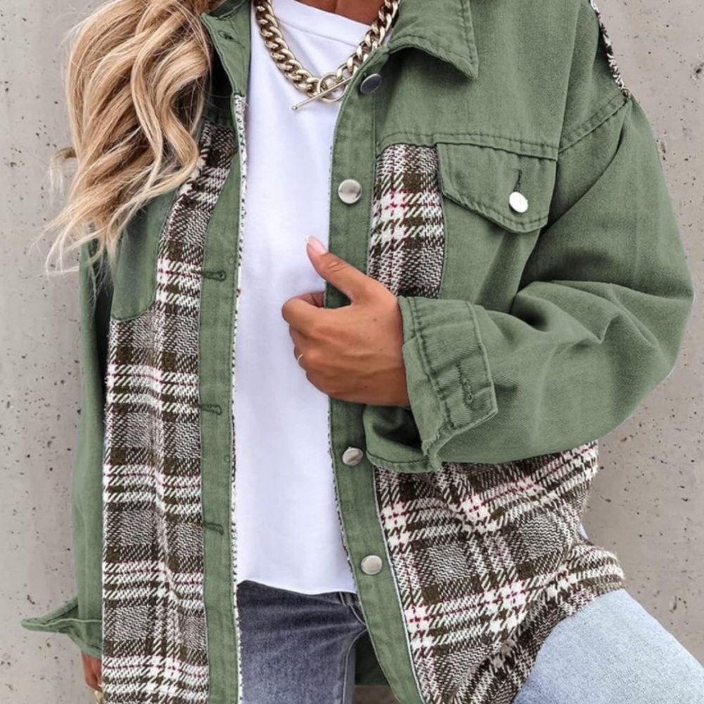 Women’s green Plaid jacket XL